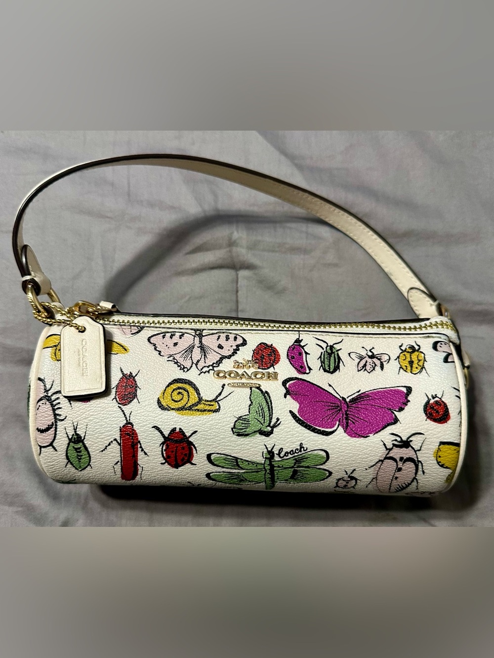 Coach Coated Canvas Nolita Barrel Bag With Creature Print CR831 Chalk Multi - Picture 3 of 9